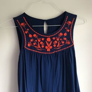 navy blue and orange embroidered top!